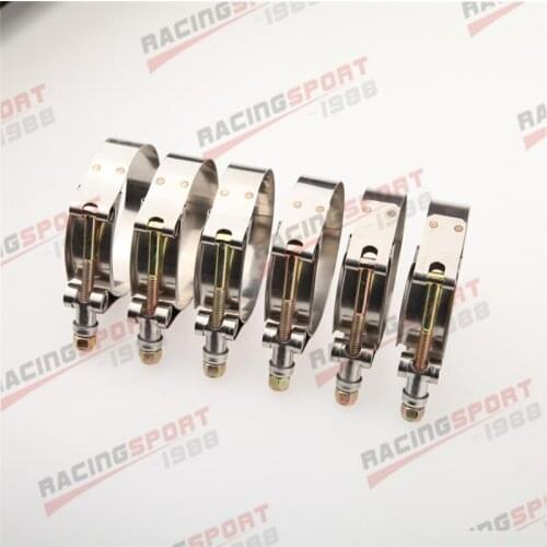 6PCS 2.25" inch Turbo Pipe Hose Coupler T-bolt Clamps Stainless Steel 60-68mm