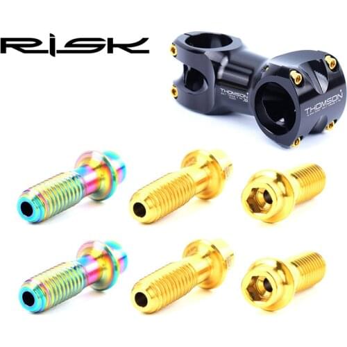 Risk RT025 M5*18-SL Titanium Alloy Bolts MTB Road Bike Stem Screws Mountain Bicycle Cycling Stem Fixing Bolts M5x18mm 3 Colors