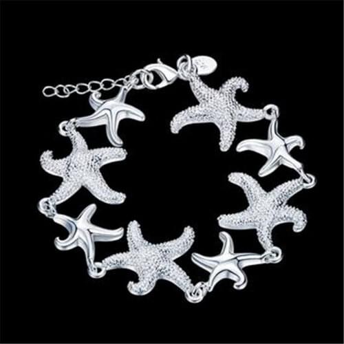 Factory direct 925 sterling Silver Bracelets Frosted starfish for Women Fashion Wedding Party Girl student Gifts fine Jewelry