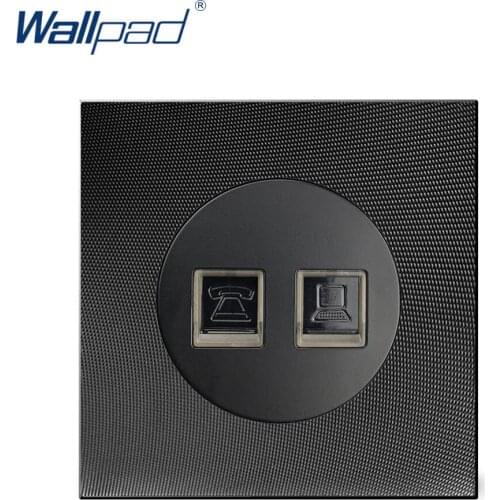 DATA and TEL Socket Ethernet RJ45 CAT6 Wallpad Luxury Aluminum Metal Panel Weak Electric Wall Television Outlet RJ45
