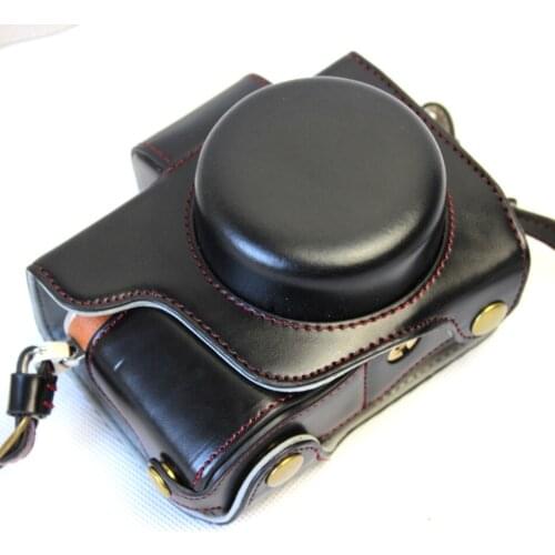Deluxe Edition PU Leather Camera Bag Case Cover For Olympus EPL8 E-PL8 14-42mm 40-150mm Lens With Strap Open Battery Design