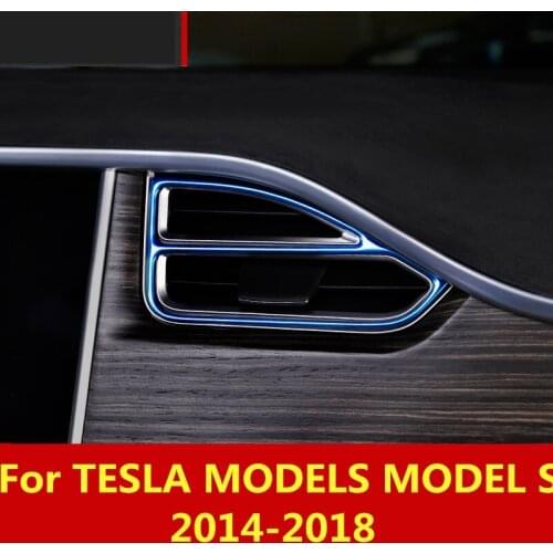 For TESLA MODELS MODEL S 2014-2018 Car styling Car dashboard outlet box special modified ABS Chrome decorative frame Accessories