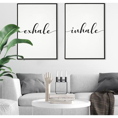 Inhale Exhale Poster Nordic Canvas Painting Quote Scandinavian Wall Art Pictures For Living Room Modern Home Decorative Prins