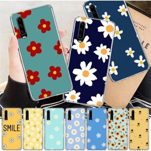 INS Cute Sun Flower Little daisy Soft Cover Phone Case For Huawei P30 P20 P10 P40 Mate 30 20 10 Pro Lite P Smart Z Plus + Custom