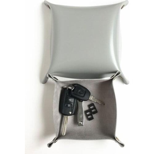 Mini Leather Jewelry Storage Foldable Tray Valet Key Phone Coin Box Living Room Sundries Storage Fashion Home Small Tray 7A3358