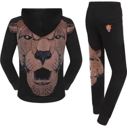 PP Brand 2-Piece Men Hooded Sweatshirt Pants Sportswear Set 3D Printing Zip Plein Hoodie Clothes Sudadera con capucha