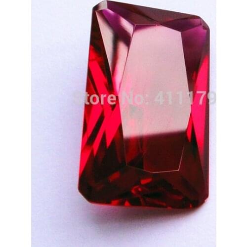 Red stone beads jewelry making Rectangle rectangular shape rose red stones faceted corundum DIY