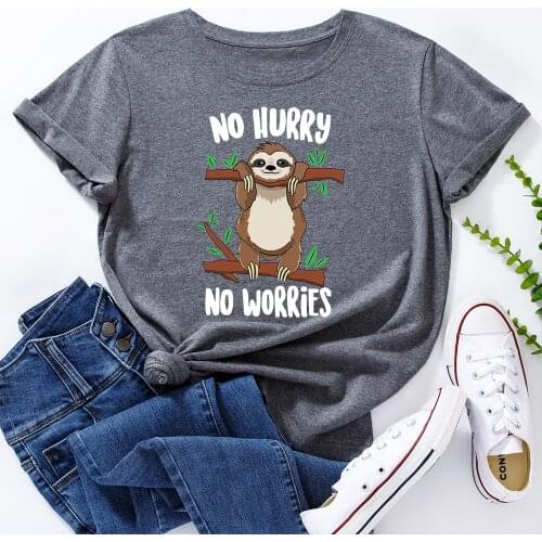 Summer Fashion Short Sleeve T-Shirt Women Creative O-neck T-shirts Kawaii Sloth Print Graphic Tees Women Tshirt Mujer Camisetas