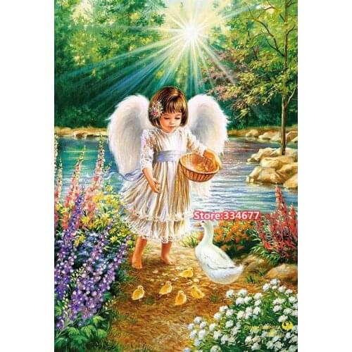 Cute Girl,Angels warmth Cross Stitch Kits 14CT Unprinted For Embroidered Handmade Arts Set Wall Home Decor Handmade