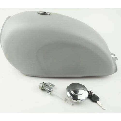 9L Gas Fuel Tank Unpainted Universal Vintage Motorcycle with Thick Iron Cap Switch Raw Bare Metal Steel for Cafe Racer Scrambler