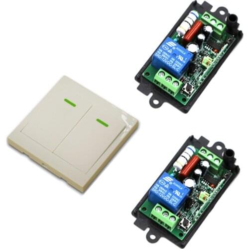 New Mode AC 110V 220V 1CH Wireless Remote Control Switch System 2 pcs Receiver & 1pcs *White Wall Panel Sticky Remote 315/433mhz