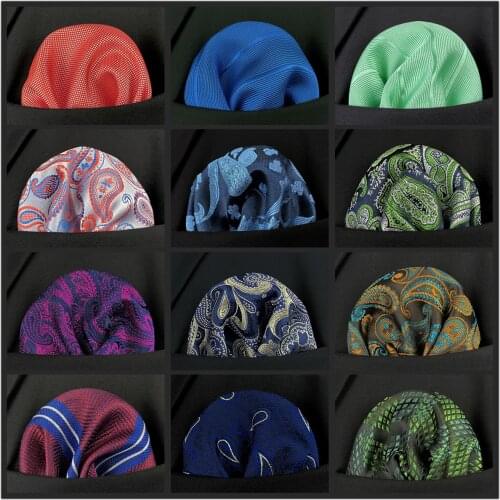 New Blue Floral Paisley Mens Pocket Square Classic Silk Purple Hanky Business Fashion Handkerchief Wedding