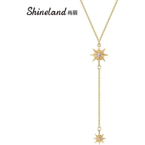 Shineland Fashion Star Tassel Link Chain Pendant Necklaces for Women Choker Collares Wedding Jewelry Gift Hot Sale Bijoux 2021