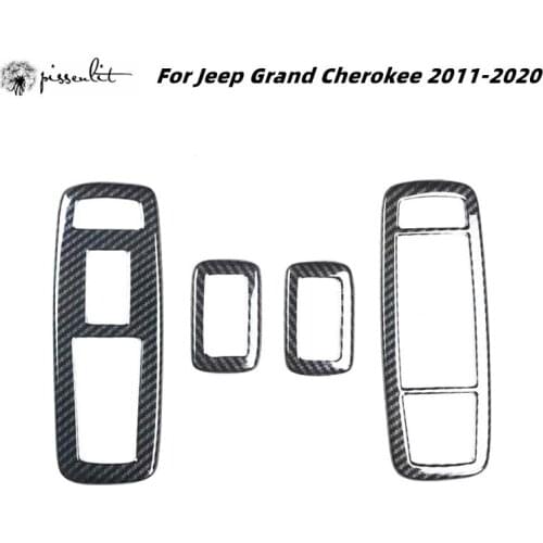 Carbon Grain Car Window Switch Panel Cover Trim For 2014-2019 Jeep Grand Cherokee 2017 2016 2015 Limited WK2 Overland 2018