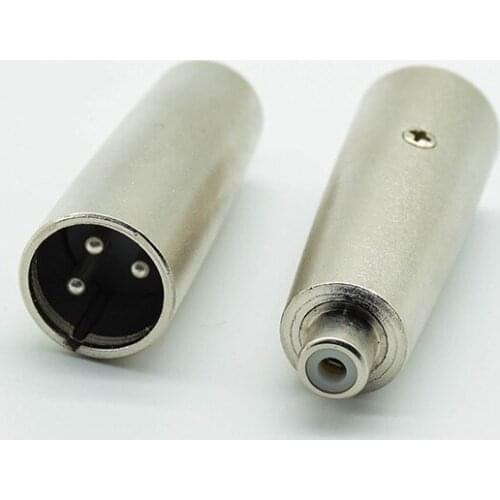 1pcs Caron Adapter XLR Male to RCA Female Jack Connector Adapter 3pin RCA Connectors Female Microphone Adapter Silver
