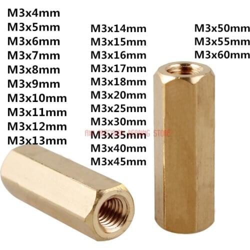 Hollow copper pillar M3 PCB mounting posts Hexagonal pillars M3 double pass M3*(4/5/6/7/8/9/10/11/12/13/14/15/16/17/18/20)