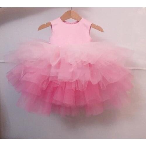Fluffy Tulle Baby Girl Dress Fashion Kid Birthday Party Gown O Neck Baby New Year Christmas Gowns
