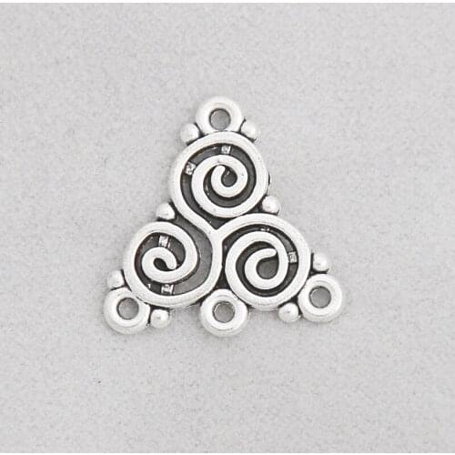 RAINXTAR Fashion Alloy Antique Silver Color Connector Charms Earring Making Accessories 100pcs 19*20mm AAC1171