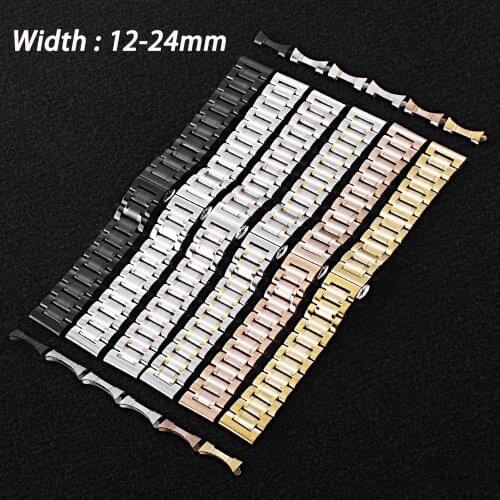 Curved End Band 12mm 14mm 16mm 17mm 18mm 19mm 20mm 21mm 22mm 23mm 24mm Full Stainless Steel Wrist Straps For Galaxy Watch 3 45mm