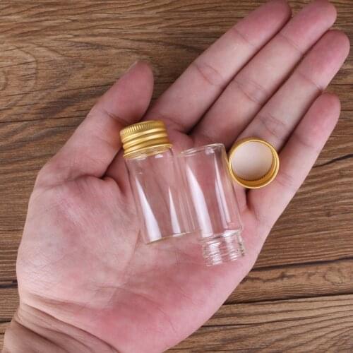 10pcs 10ml 22*50mm Mimi Glass Bottles Message Bottles with Golden Aluminum Lids Glass Drifting Empty Glass Jars