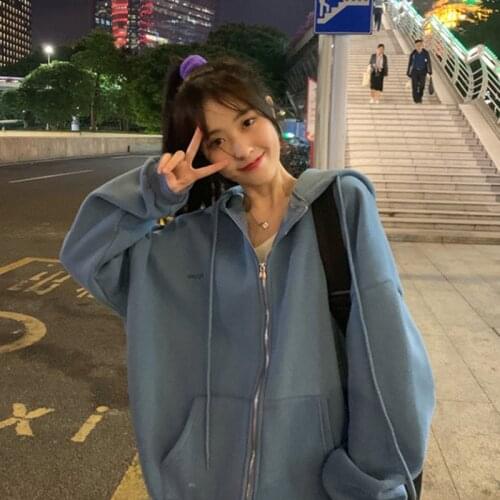 Zip Up Hoodie Korean Style Women Hoodies For Teen Girls Oversized Hoodie Vintage Pullover Sweartshirt Women Veste Polaire Femme