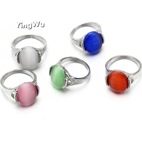 Yingwu Wholesale Mix lot 30pcs Cat Eye Stone Ring Fashion Charming Wedding Rings Women Jewelry