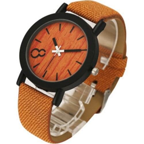 2018 new product sales simulation wooden quartz female leisure color leather strap wooden man made watches