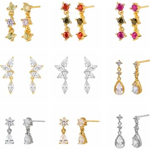 Simple CZ Stud Earrings 925 Sterling Silver Ear Needle Fashion Trend Girl Jewelry Exquisitely Customized Birthday Gift For Women