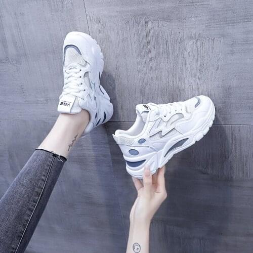 Womens Vulcanized Shoes Lace Up Ladies Platform Casual Comfort Shoes Women Chunky Sneakers Spring Female Footwear Pop Pop