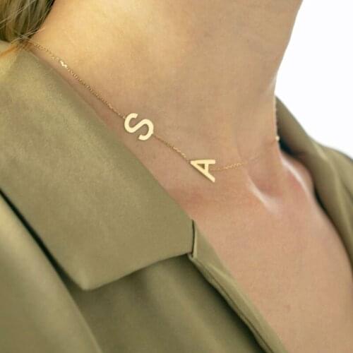 Gold Stainless Steel Initial Necklace Women Chain Choker Letter Necklace For Woman Custom Name Jewelry Best Gifts