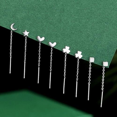 1 Pair of Long Tassel Heart-Shaped Drop Earrings Korean Hanging Style Ladies Earrings Girls Fashion Party Jewelry Gifts