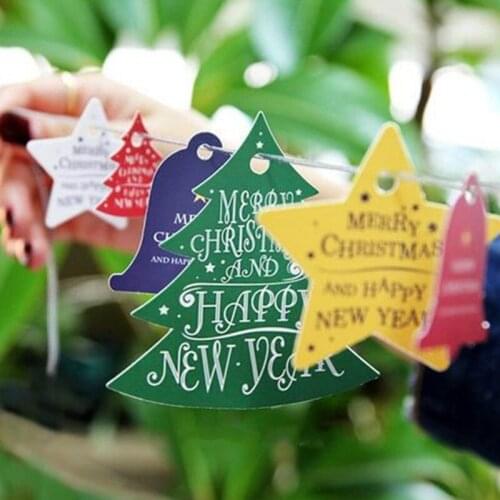 10 Sets Christmas Tree Bell Star Christmas Decorating Tools DIY Cake Gifts Tags Accessories Topper Gift Tag Tree Party Supplies
