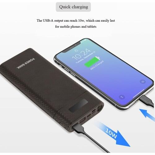 10W Dual USB 8*18650 Welding-free power box portable sliding cover plastic 18650 battery charger power bank case