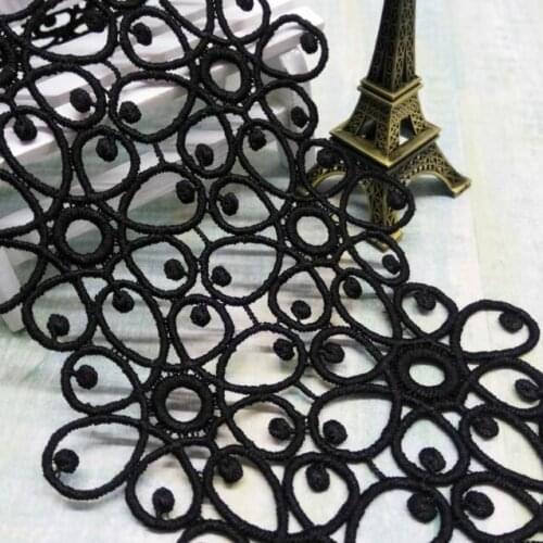 15yards Water soluble Lace Trims Applique Double Row Dot Flower Embroidery Lace DIY Crafted Sewing Womens Skirt Accessories