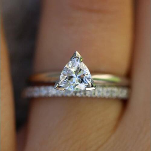 1ctw 5mm Round Brilliant Cut DEF VVS1 Moissanite Engagement Ring Set Solid 14K White Gold Halo Fow Women Fine Jewlery 2 Pieces