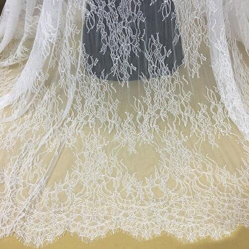 3M/Lot Exquisite French Eyelash Lace Fabric Lace Embroidery Clothes DIY Wedding Dress Accessories