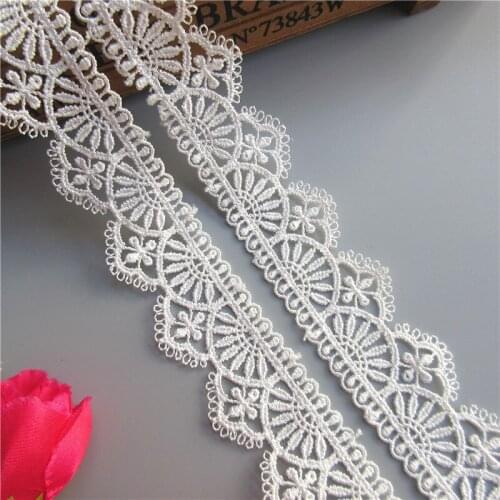 1 yard White Polyester Flower Embroidered Lace Trim Ribbon Fabric For Garment Sewing Handmade Craft Materials Decoration 3cm