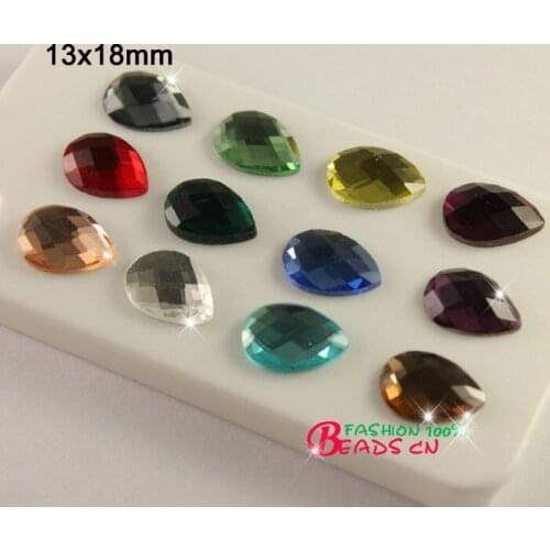 30pc/lot glass faceted shaped 13x18mm teardrop flatback stones rainbow Crystal Glass rhinestones for Jewelry Making