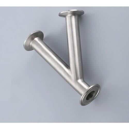 38mm 1.5" Pipe OD 1.5" Tri Clamp Oblique Y Shaped 3 Way SUS 304 Stainless Sanitary Fitting Spliter Homebrew Beer Wine