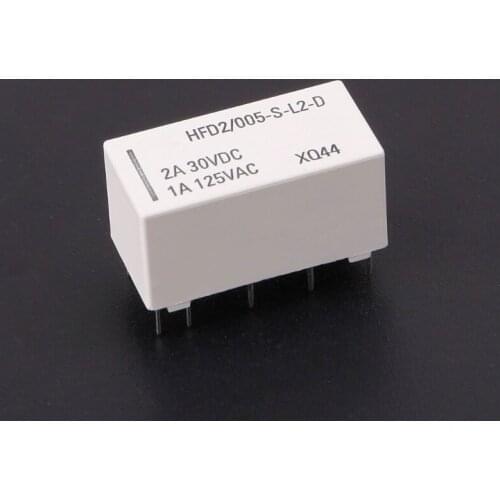 5V Coil Bistable Latching Relay DPDT 2A 30VDC 1A 125VAC HFD2/005-S-L2-D Realy