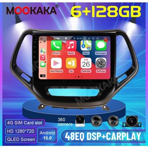 6+128 Android 10.0 For JEEP Cherokee 2014-2018 Car multimedia player Stereo Screen PX6 Radio Audio GPS Nav 3D 360 Camera