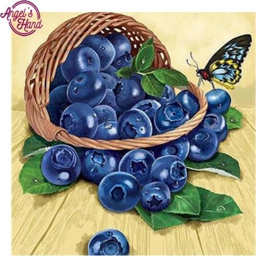 Full square drill 5D diamond painting DIY diamond embroidery Blueberry butterfly Cross Stitch Rhinestone mosaic decoration ZX