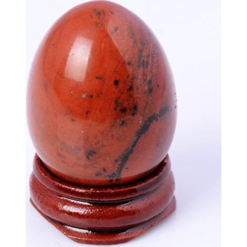 Assorted 40*30mm Sodalite Opal Egg wood stand Natural Stone Carved Bell Chakra Healing Reiki Crystal Crafts Free pouch