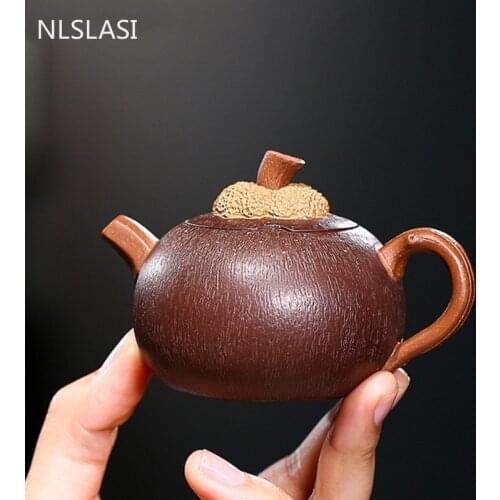 Authentic Yixing Tea Pot Purple Clay Mangosteen Shape Teapot Handmade Raw ore Beauty Kettle Chinese Tea Ceremony Customized