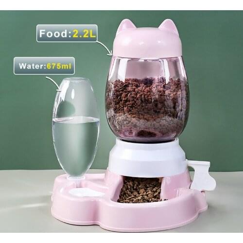 2.2L Automatic Pet Feeder Water Dispenser Cat Dog Bowl Water Bottle Puppy Food Water Bowl Pet Feeding Drinking Supplies