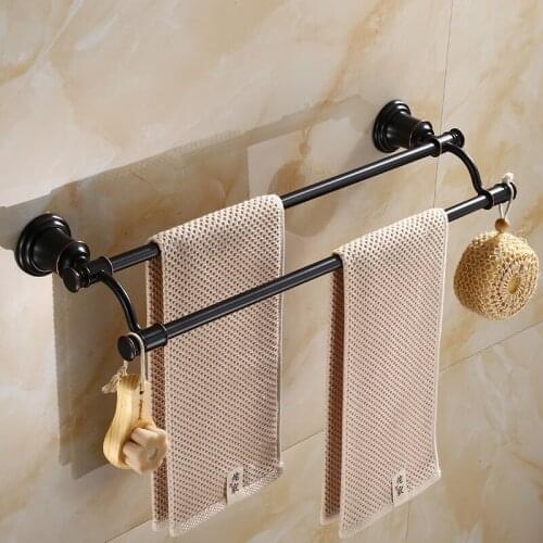 Bathroom Towel Bars Black Oil Brushed Wall Mounted Nail Punched Quality Bath Hardware Bathroom Accessories 60cm Free Shipping