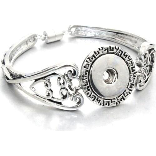 Boom Life Magnet buckle Snap Button Bracelets 18mm Snap Jewelry Flowers Carved Magnetic Snap Bracelets for Women 2186