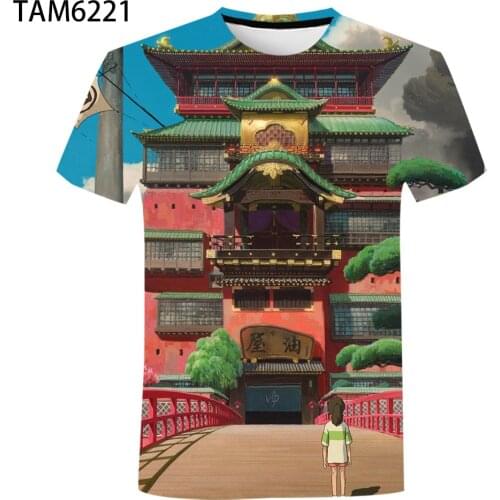 Chihiro amine 2021 pure cotton breathable 3D printing T-shirt men and women casual street style summer youth short sleeve