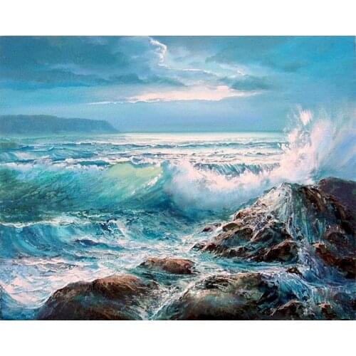 GATYZTORY Sea wave DIY Painting By Numbers Modern Home Wall Art acrylic paint by numbers Wall Decor Canvas Painting