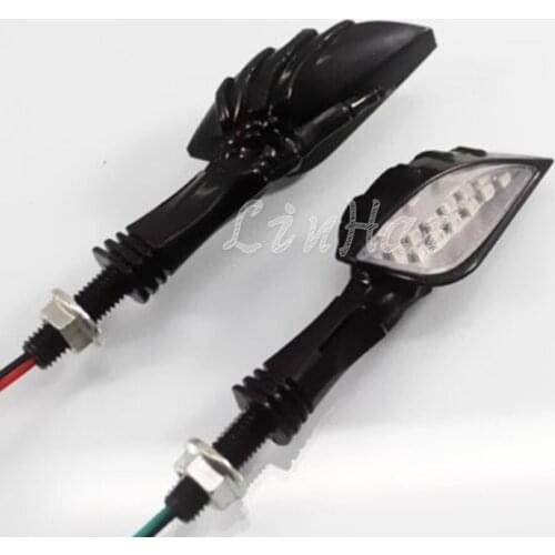 Black Skull Turn Signal Light Indicator Motorcycle Street Sport Bike Chopper Bobber
